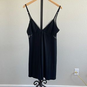 Womens Black Lace Cotton Slip Dress